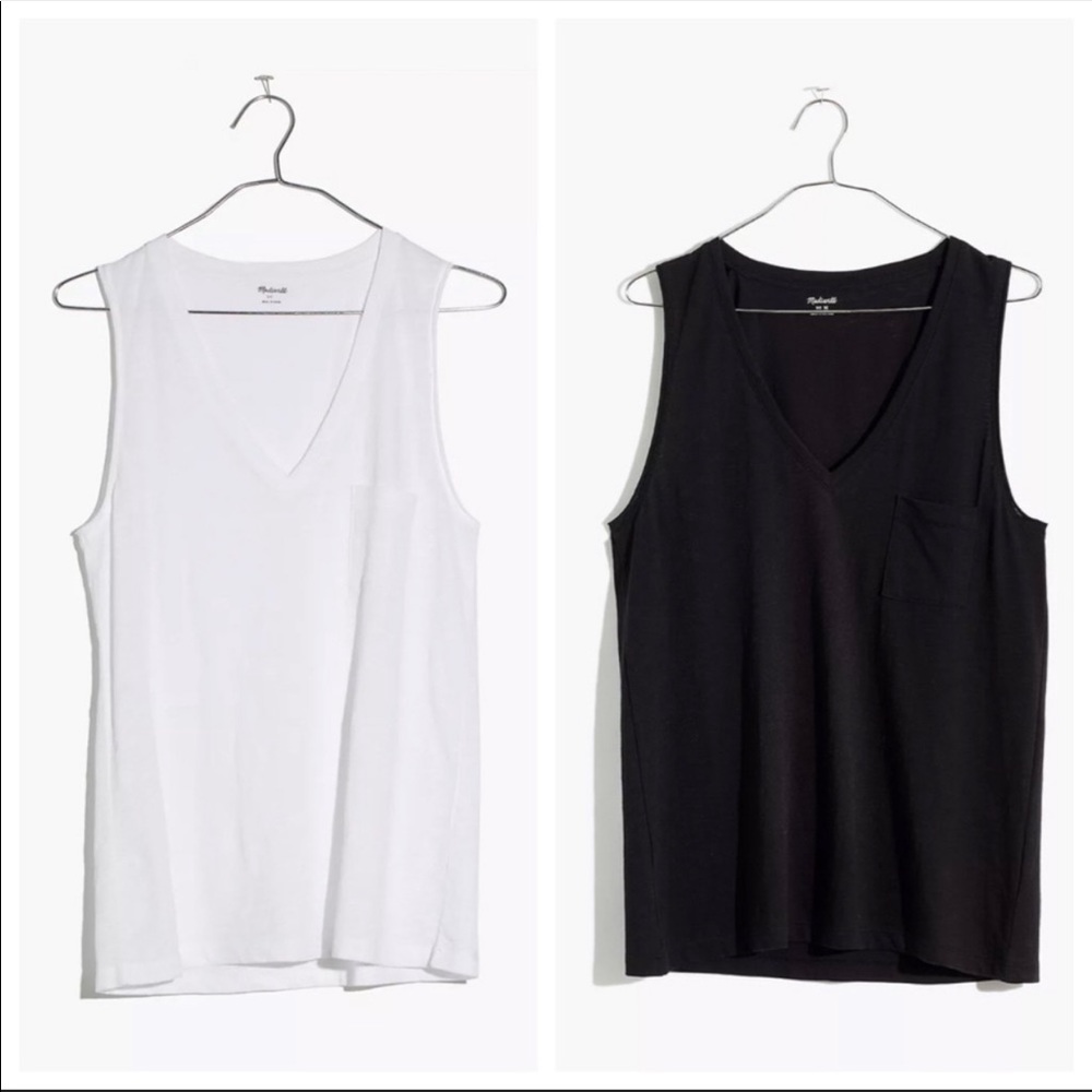 Bundle of TWO Madewell V-Neck Pocket Tanks XS